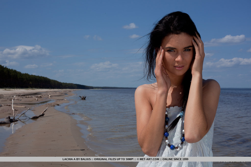 Dark-haired teen Lachia A gets bare naked on a seaside hammock 色情照片 #426345213 | Met Art Pics, Lachia A, Beach, 手机色情