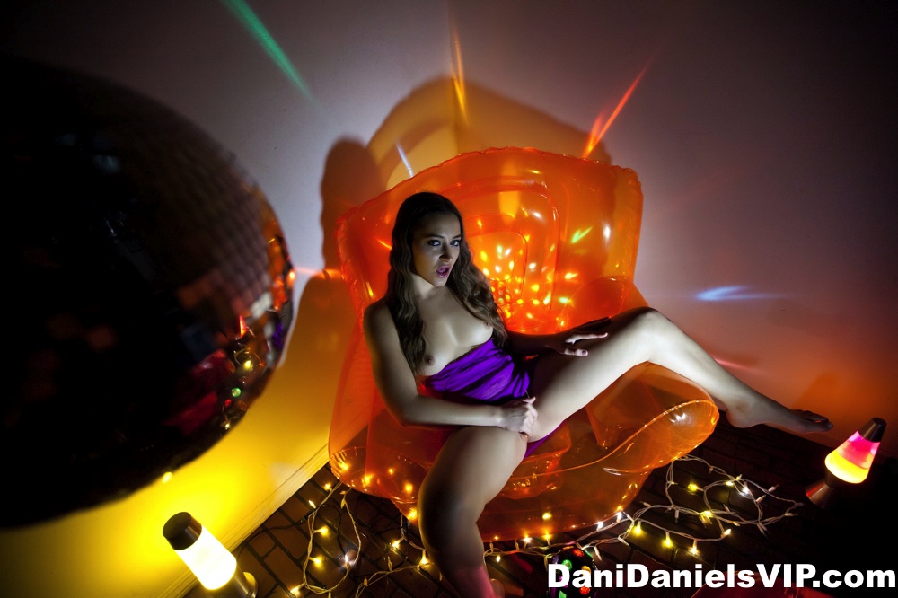 Alluring brunette Dani Daniels rubs her trimmed bush with bare legs spread porn photo #427459317