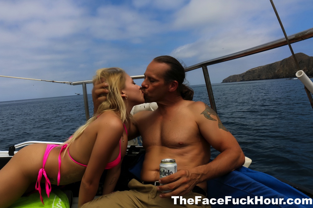 Tattooed blonde Marsha May receives cunnilingus on a boat before a messy BJ porn photo #425816226