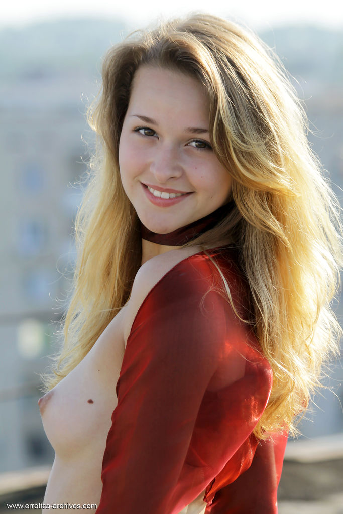 Sweet teen model Angela flaunts her beauty atop apartment building foto porno #428834941