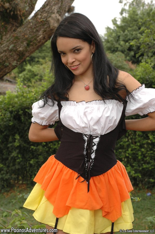 Cute brunette Savanna doffs a Halloween outfit before pleasuring her pussy porn photo #423376531