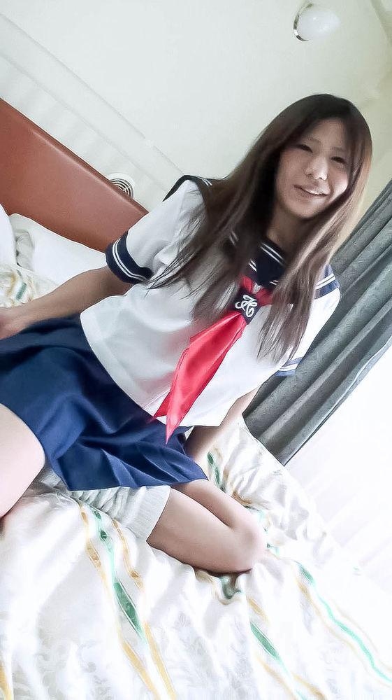 Yukari Asian in sailor gal uniform uses mini vibrator over thong porn photo #425120699