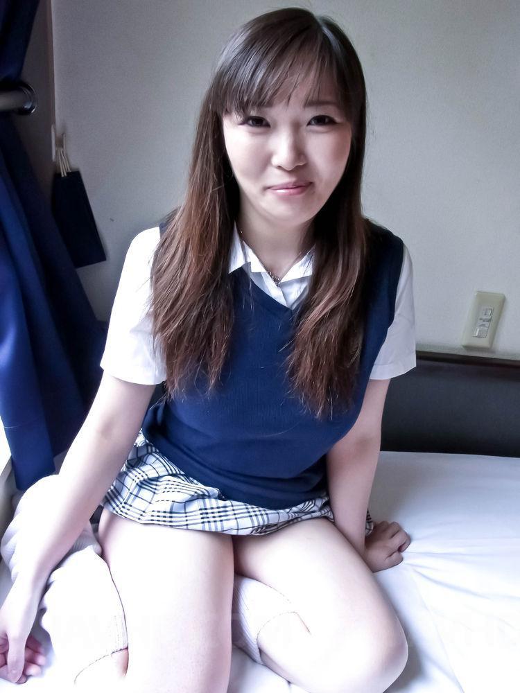 Haruka Ohsawa Asian takes big hooters out of school uniform shirt porn photo #425085303