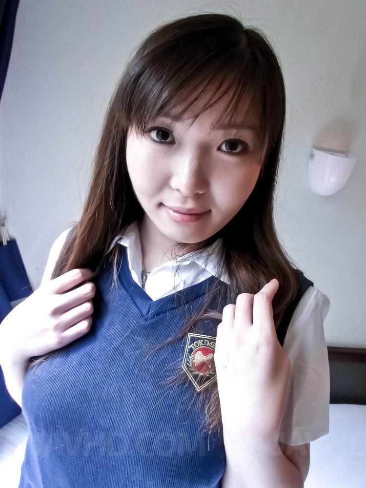 Haruka Ohsawa Asian takes big hooters out of school uniform shirt porn photo #425085316