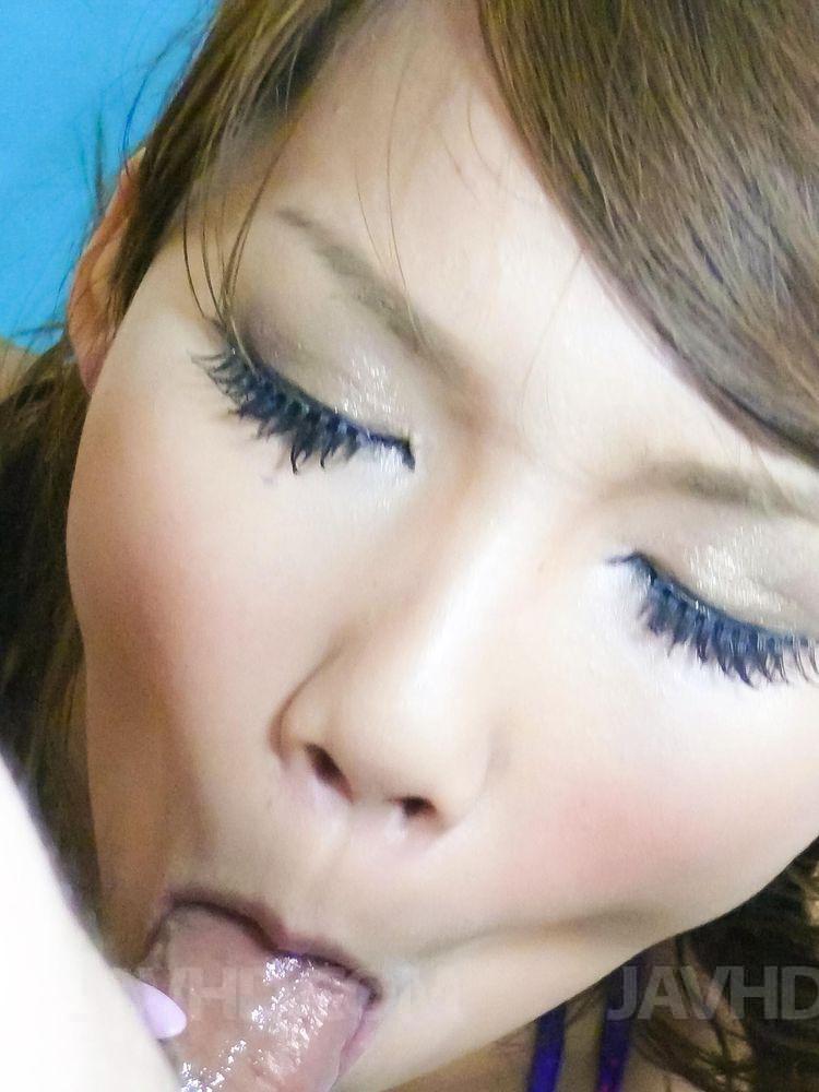 Akiho Nishimura Asian sucks dick and rubs it with tits and feet porn photo #425101068