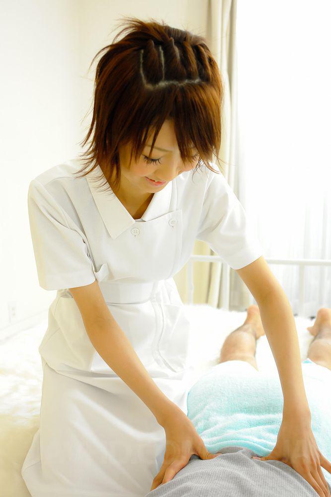 Japanese nurse Miriya Hazuki licks and tugs on a patient's penis porn photo #428468641