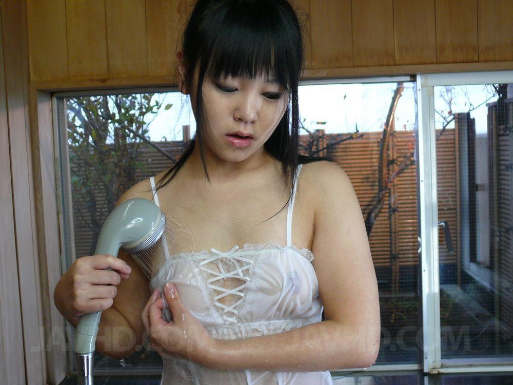 Cute Japanese Girl Koyuki Ono Masturbates In White Lingerie While In A Bathtub