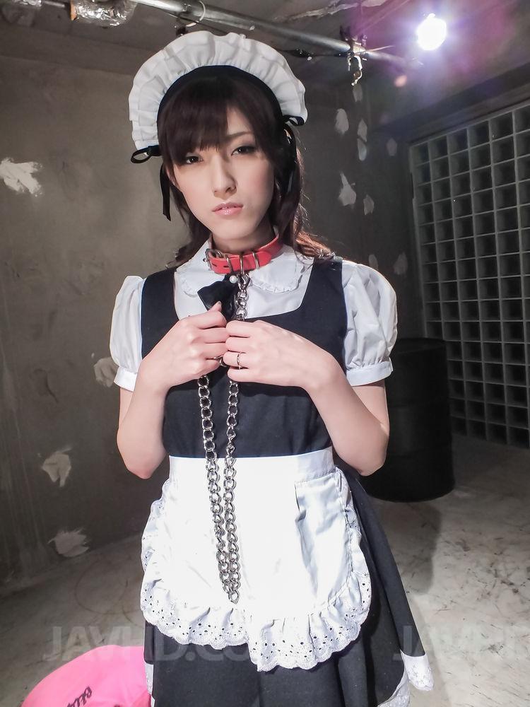 Kanako Kimura in uniform and chains gets vibrators in hairy twat porno foto #424889269