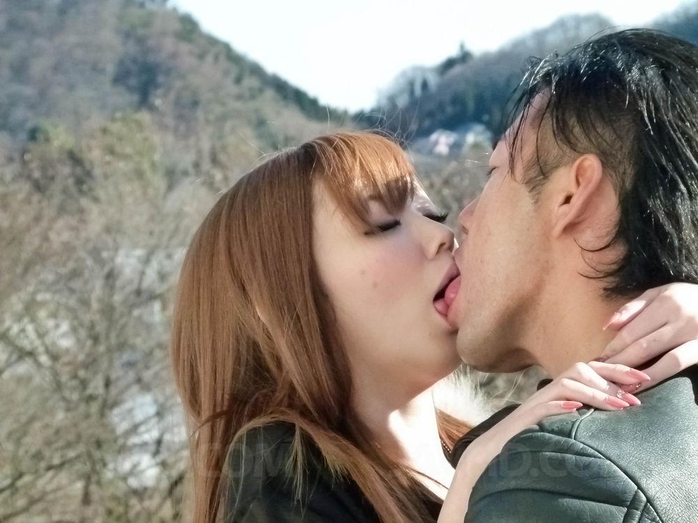 Japanese redhead Buruma Aoi makes out with her lover before they fuck porn photo #427081375