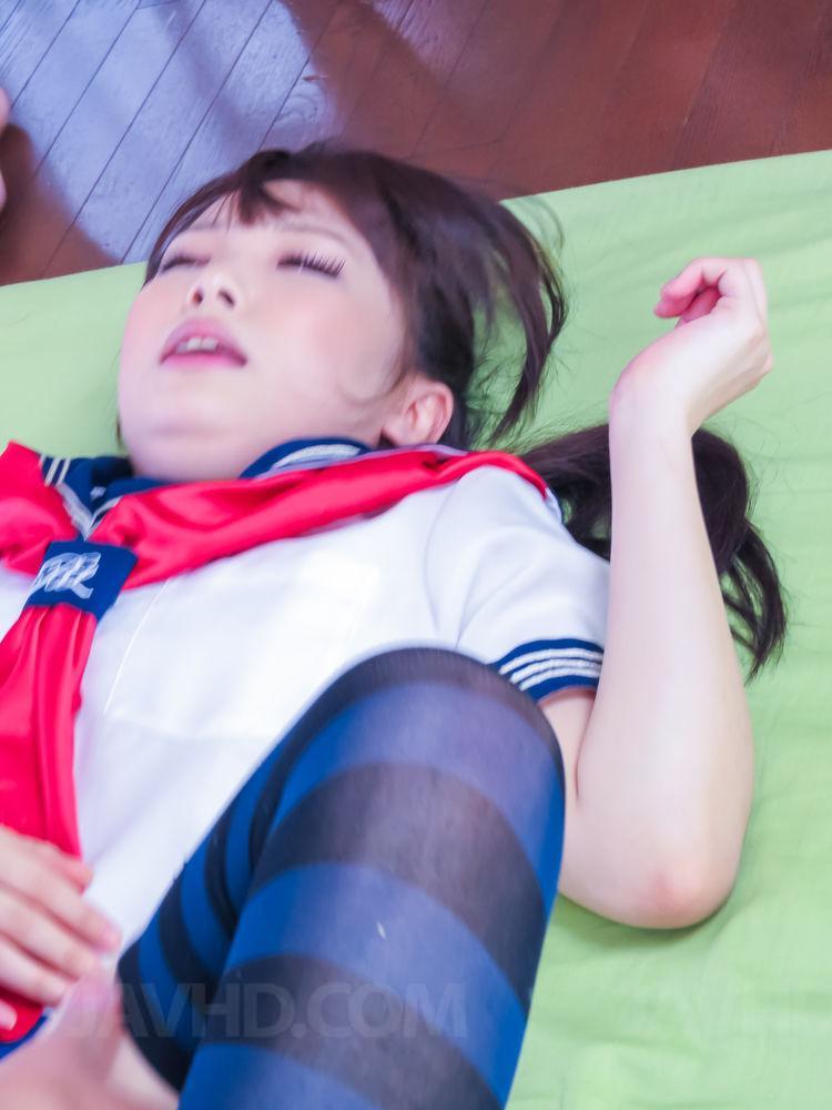 Japanese schoolgirl Yuri Sakurai has sex while wearing striped thigh highs ポルノ写真 #427080808 | JAV HD Pics, Yuri Sakurai, Schoolgirl, モバイルポルノ