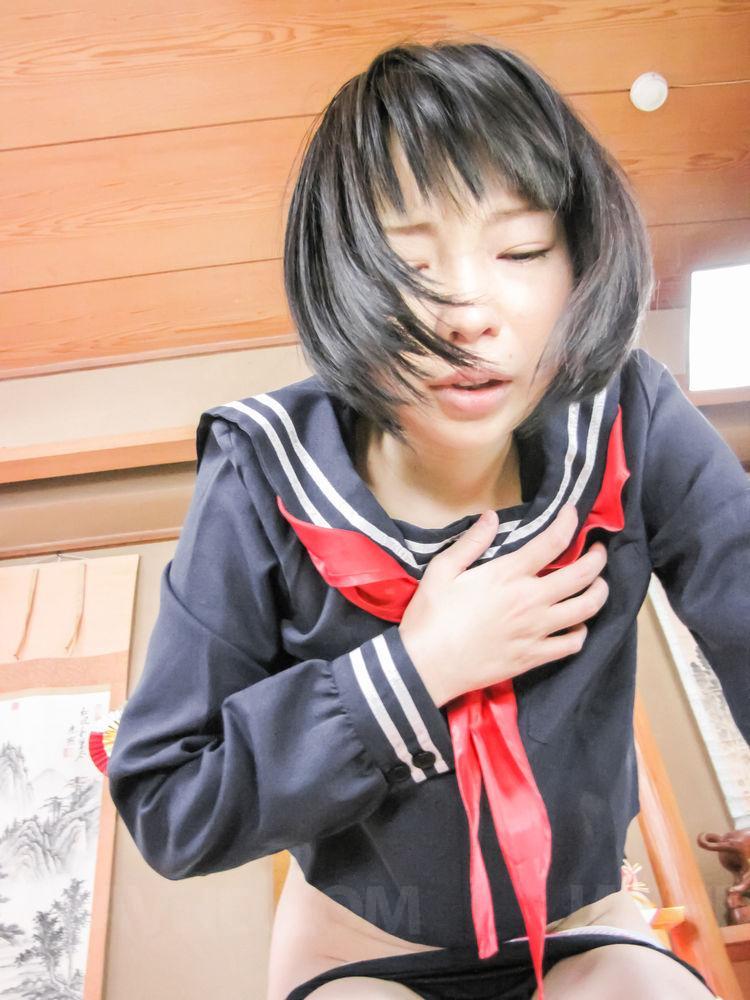 Yuri Sakurai is fucked through crotchless under uniform skirt foto porno #426769910