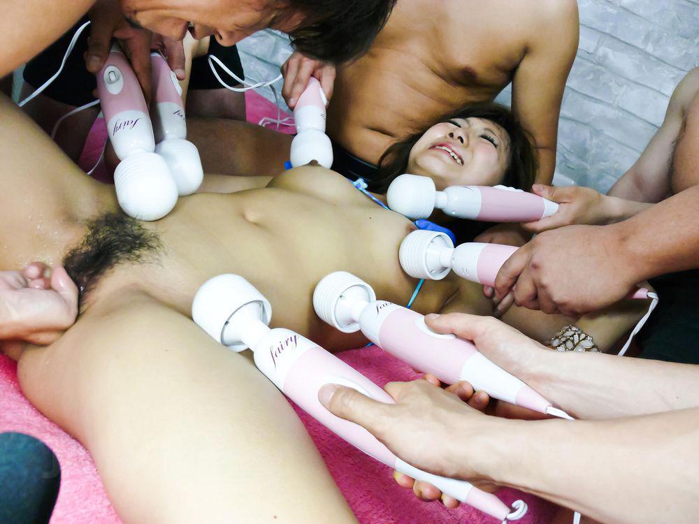 Mahiru Tsubaki Asian gets many vibrators on body and cum on face photo porno #427089160