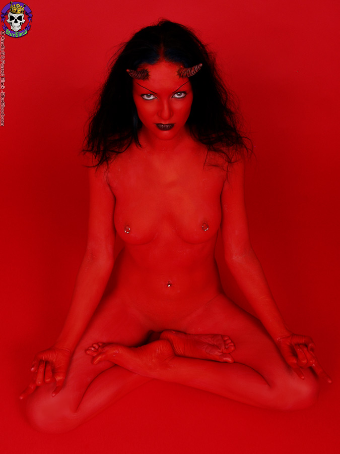 Red demon slut fucks self with devil dildo porn photo #426839688