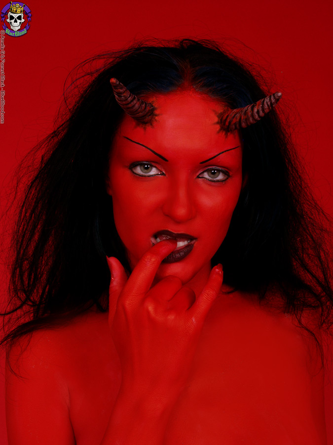 Red demon slut fucks self with devil dildo porn photo #426839691