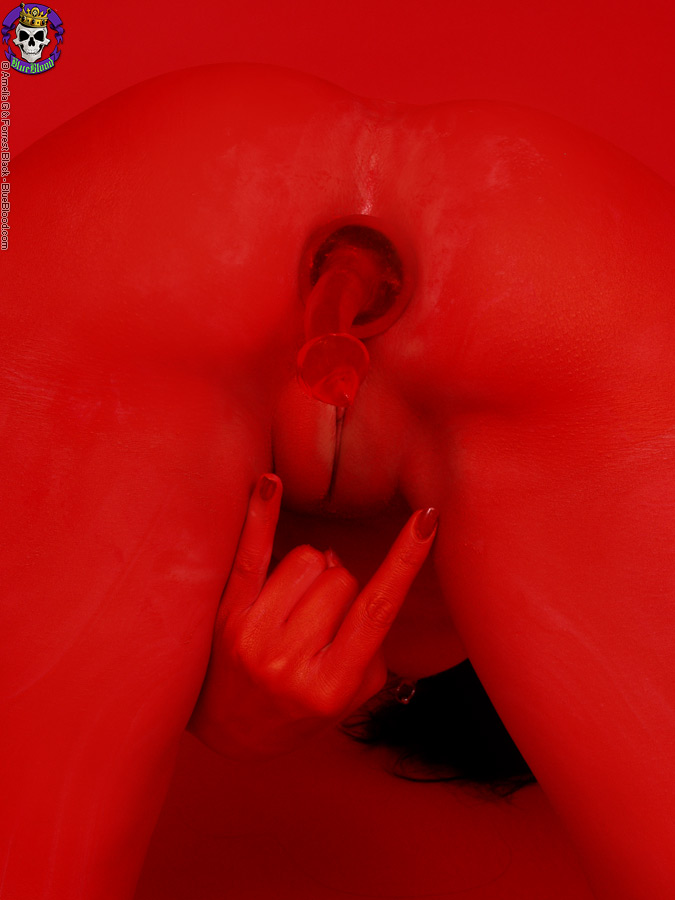 Red demon slut fucks self with devil dildo porn photo #426508673