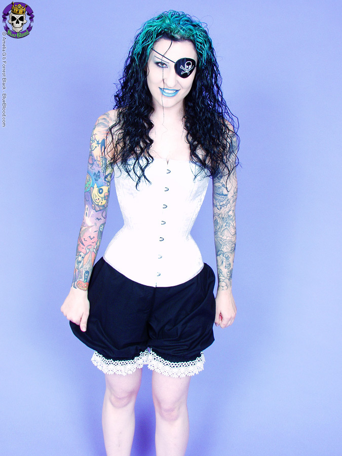 Gothic tattooed pirate girl smirks sexy porn photo #426648056