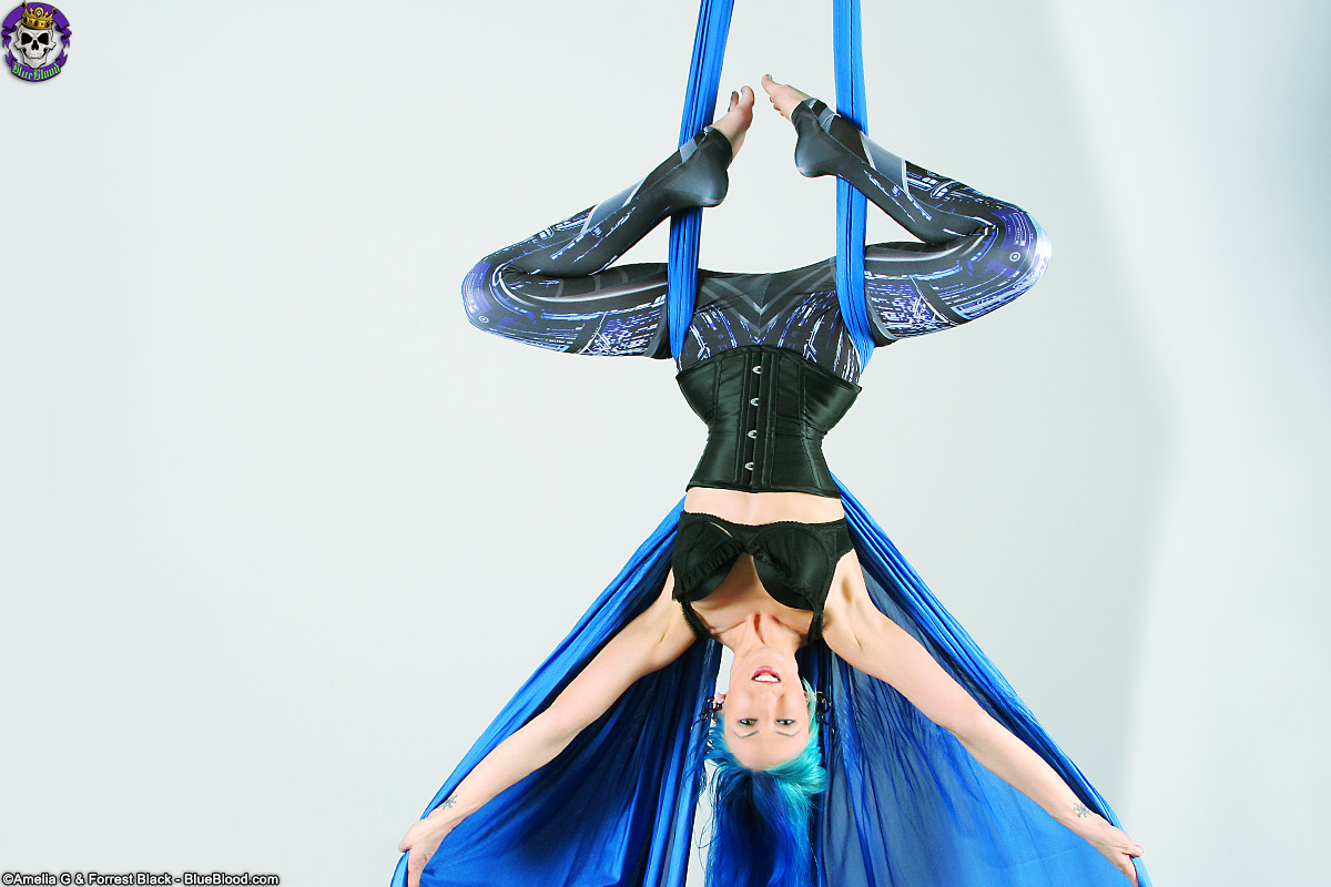 Naked Blue Haired Silk Trapeze, Contortion Artist porn photo #426619827