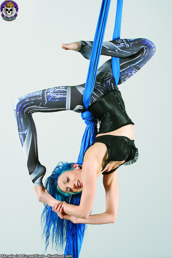 Naked Blue Haired Silk Trapeze, Contortion Artist photo porno #426619831