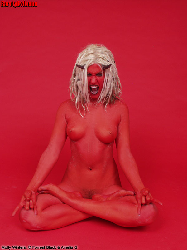 Naked chick Molly Winters sports devil horns while assuming the lotus position 포르노 사진 #423251719 | Barely Evil Pics, Molly Winters, Cosplay, 모바일 포르노