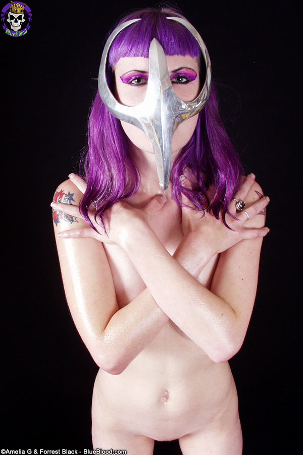 Naked girl with an ass to die for Szandora models a chrome Cell mask porn photo #423265511