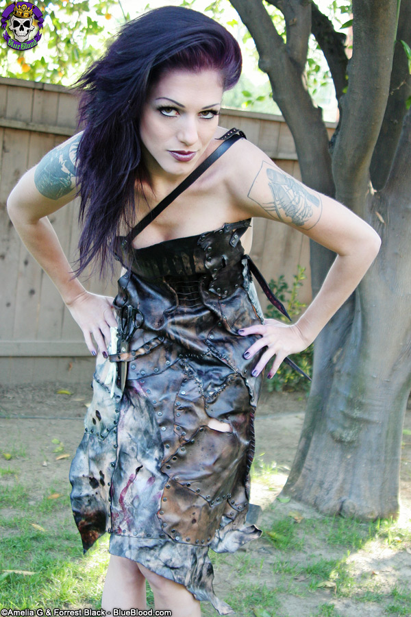 Tattooed female Kellie Laplegua gets totally naked under an old tree porn photo #422949820