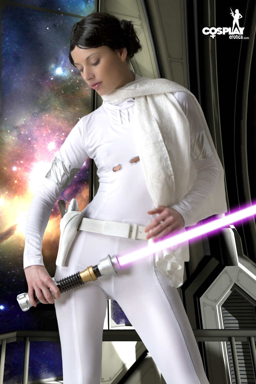 Living doll wields a lightsaber while emulating Princess Leah porno foto #423034590