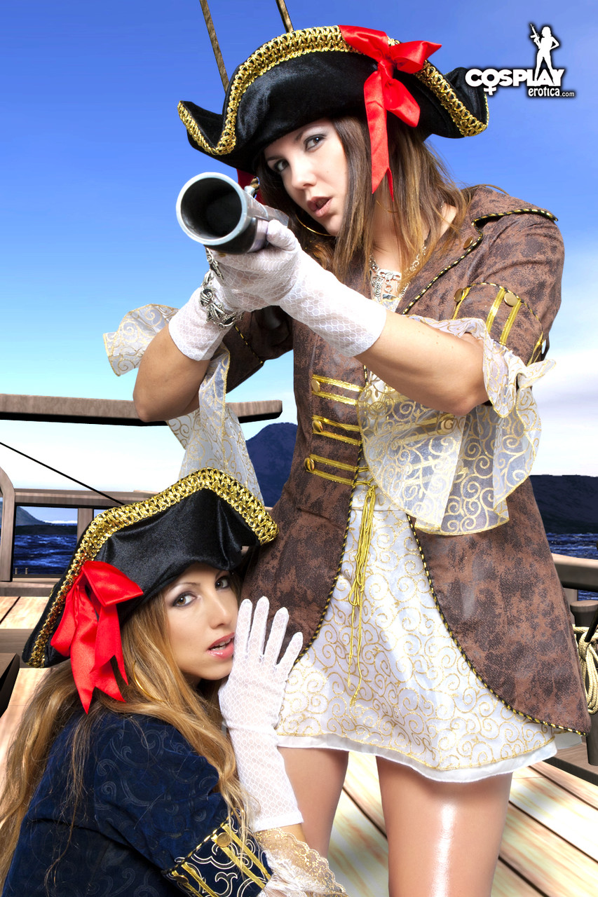 Female pirates partake in lesbian foreplay while on board a vessel foto porno #429084725