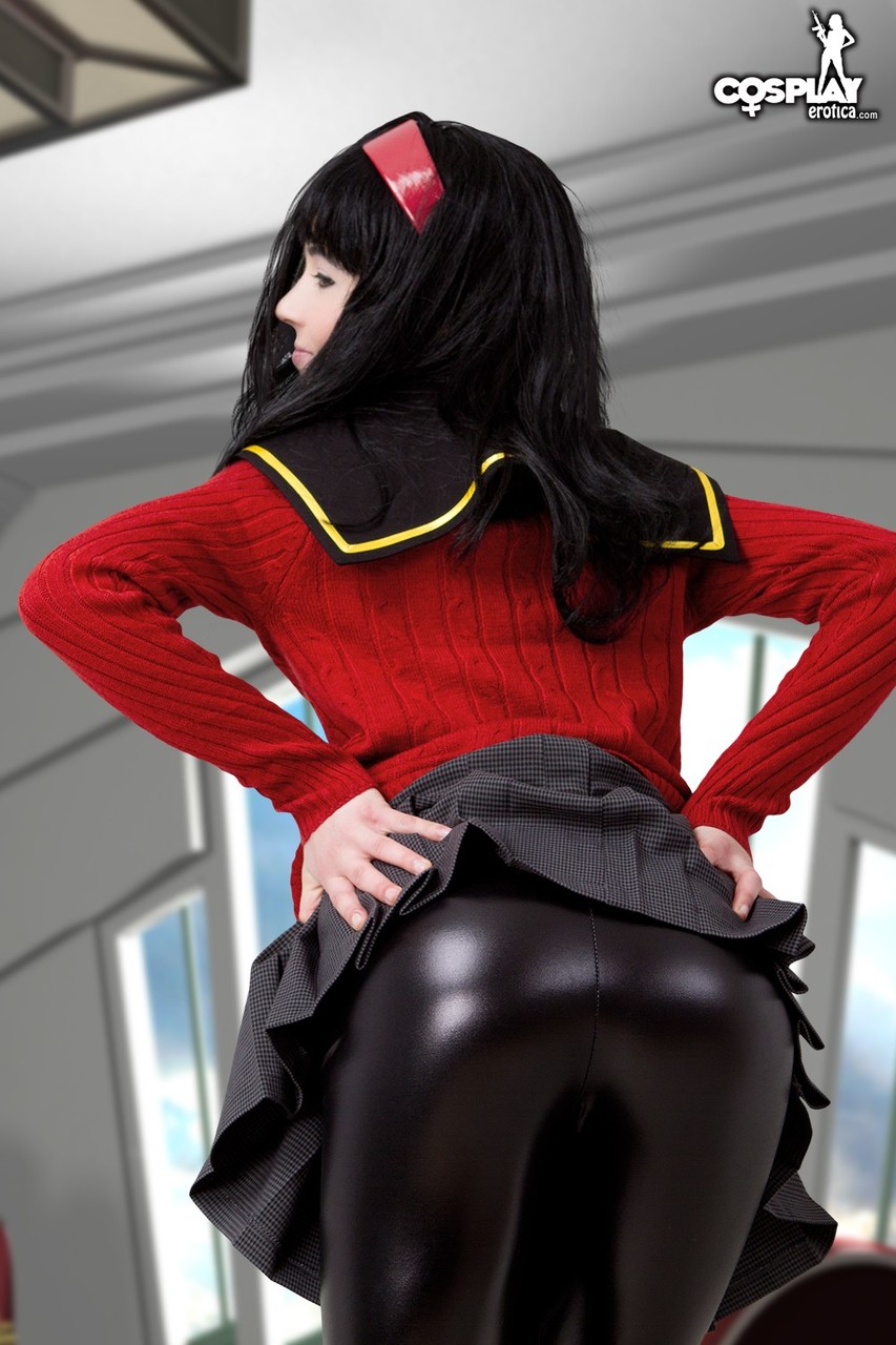 Dark haired girl works partially free of her cosplay clothing foto porno #428178323