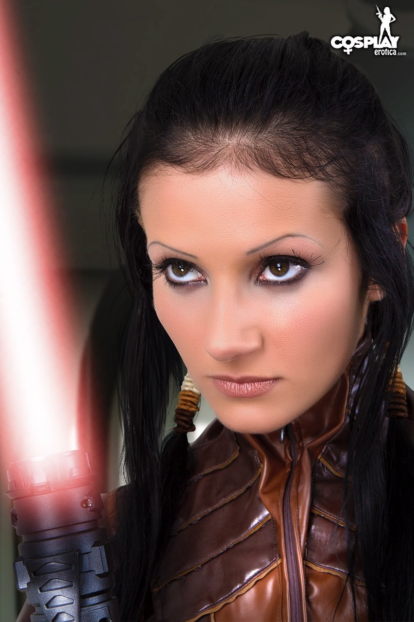 Hot girl wields a lightsaber before masturbating in cosplay clothing foto porno #423153509