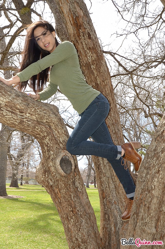 Latina chick Bella Quinn climbs a tree in the park wearing a sweater and jeans zdjęcie porno #427986826 | Bella Quinn Pics, Bella Quinn, Amateur, mobilne porno