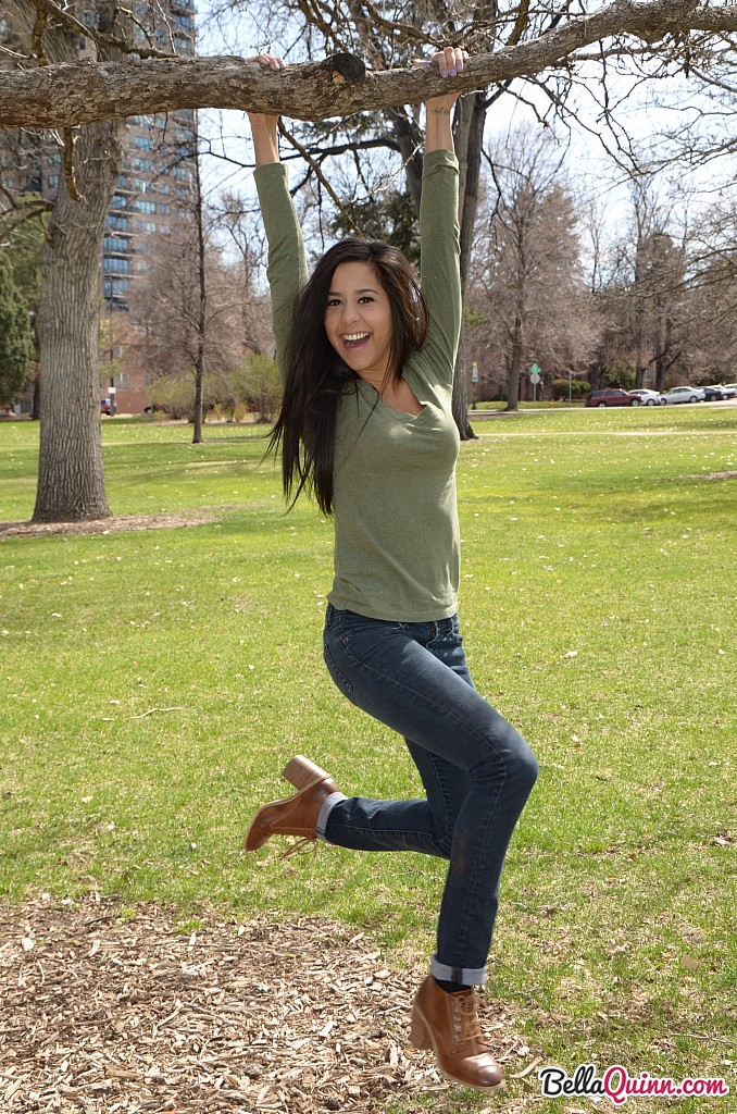 Latina chick Bella Quinn climbs a tree in the park wearing a sweater and jeans 포르노 사진 #427986835 | Bella Quinn Pics, Bella Quinn, Amateur, 모바일 포르노