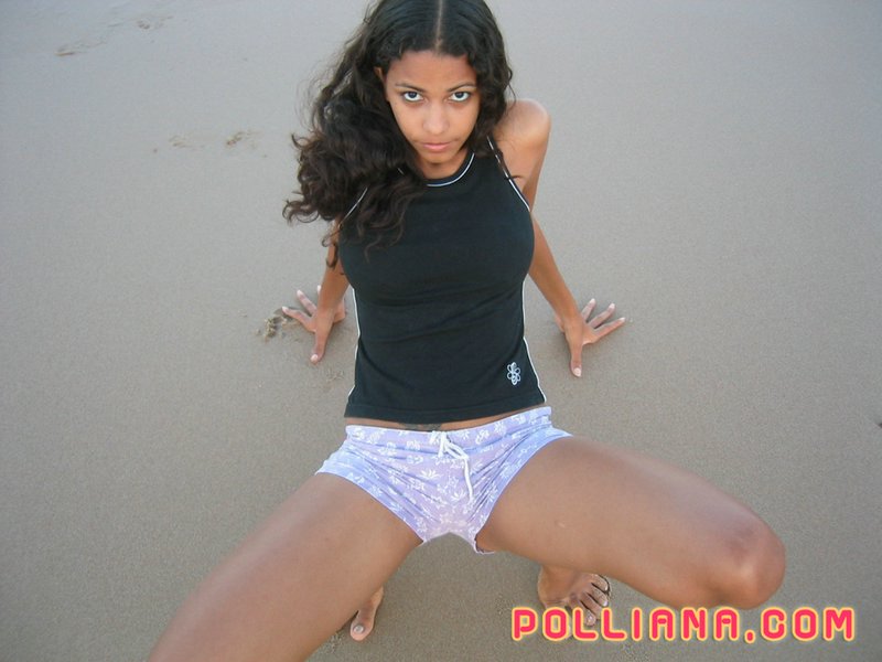 Polliana getting wet on tropical beach porn photo #427142954