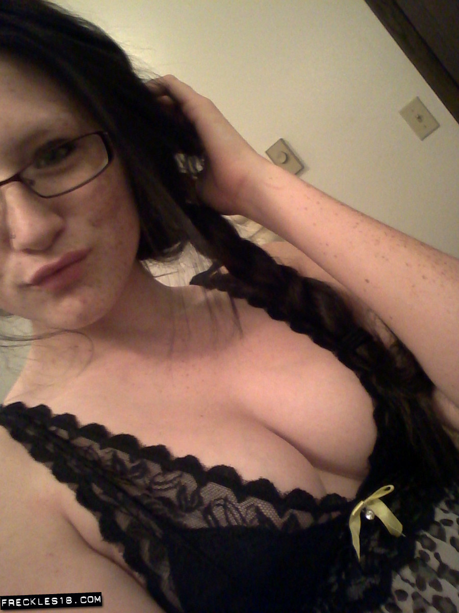 Geeky Brunette Freckles 18 Touches Her Hot Tits In Her Solo Homemade Session