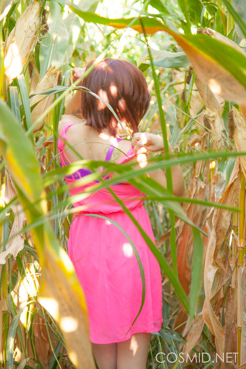 Big Titted Amateur Chelsea Bell Disrobes In A Corn Field To Reveal Huge Melons