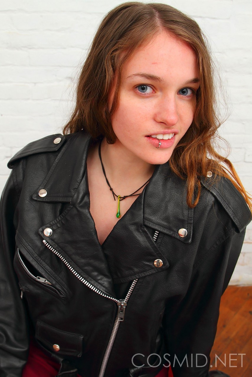 Amateur girl Kerry takes off her leather jacket before making her nude debut porn photo #427292137