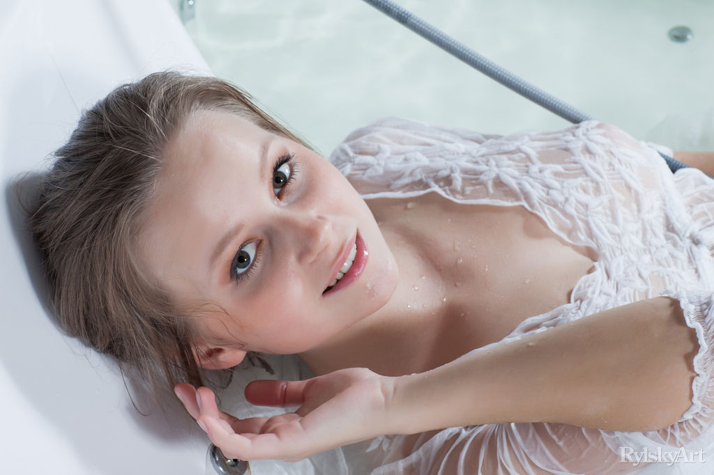 Petite teen Alexandra removes a wet shirt after getting into a tub of water photo porno #427061648 | Rylsky Art Pics, Alexandra, Bath, porno mobile