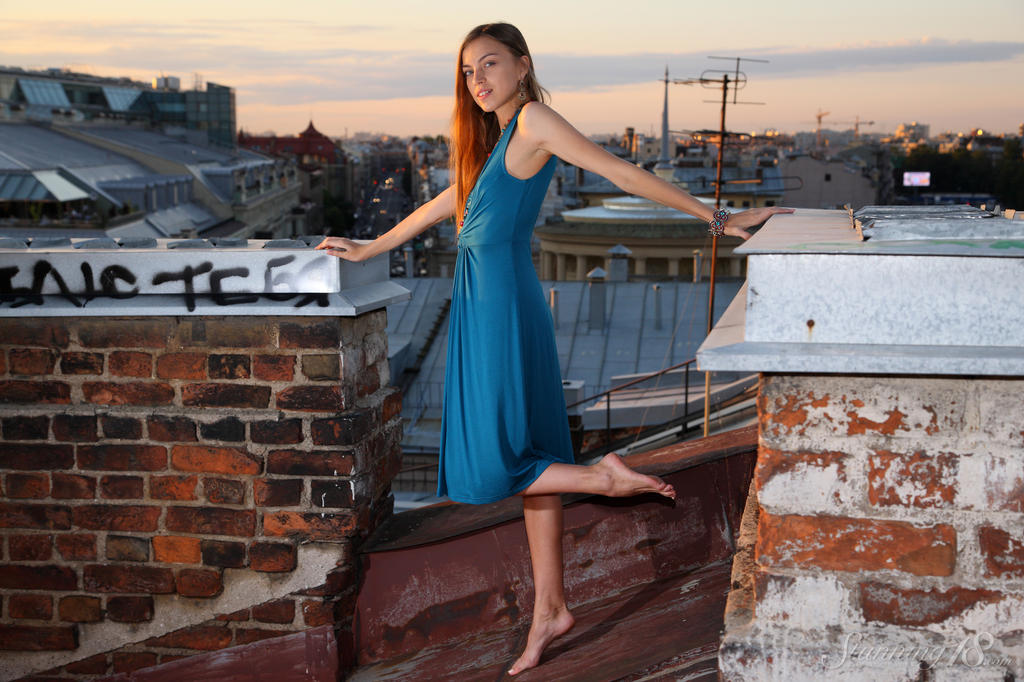 Pretty 18 year old Sofy B gets totally naked on the roof of a building porno foto #423416985 | Stunning 18 Pics, Sofy B, Skirt, mobiele porno