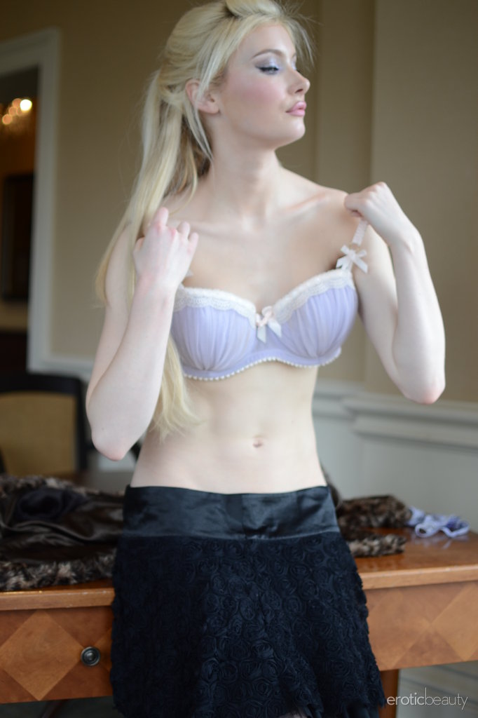 Blonde teen Locklear A shows her upskirt panties before undressing porn photo #426741883