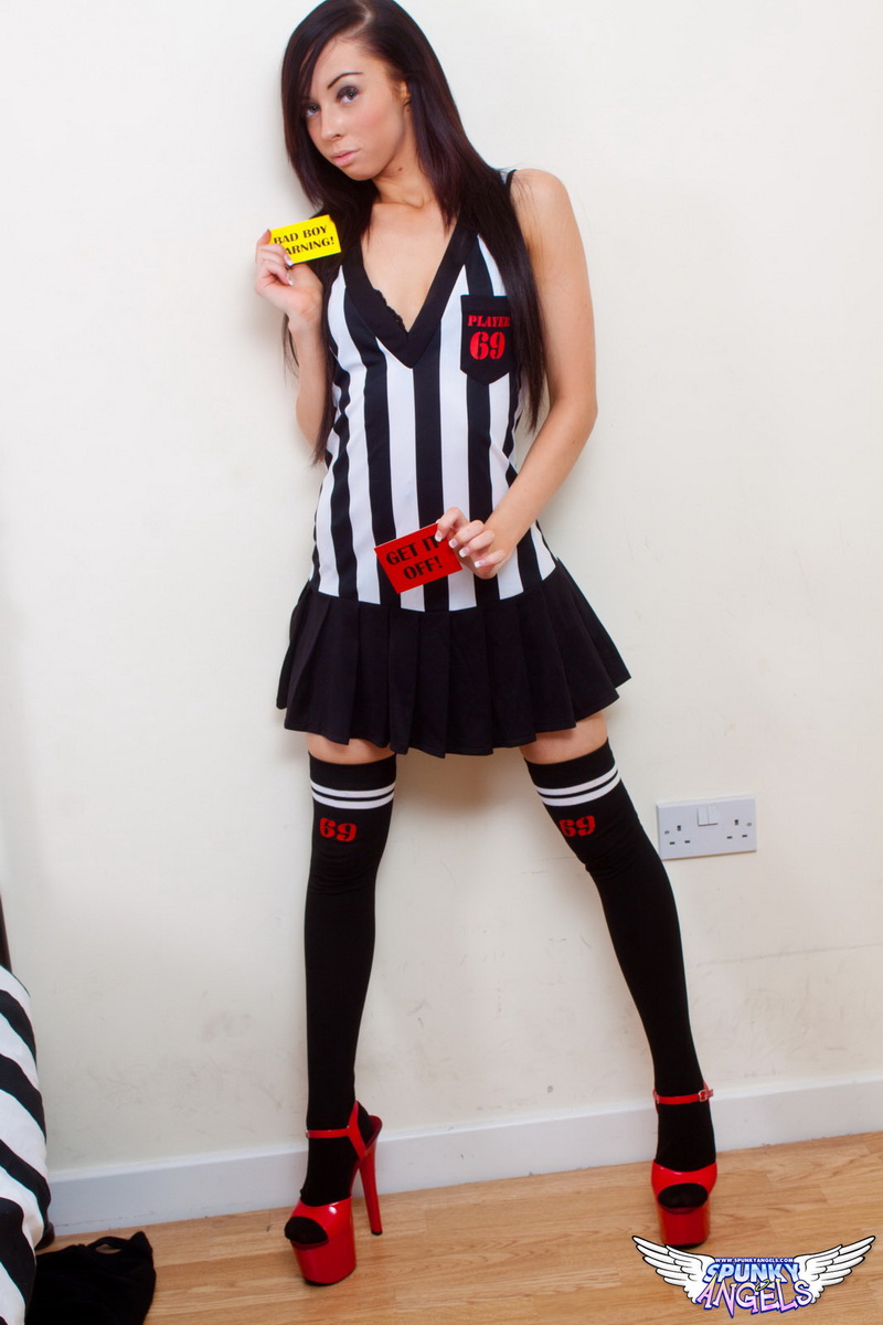 Teen First Timer Lexi Strikes Tempting Poses In Otk Socks And Red Heels