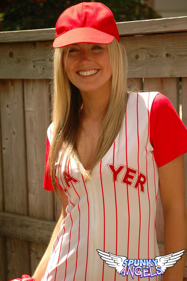 Amateur Alicia in baseball uniform flashes hot naked upskirt before stripping porn photo #427610156