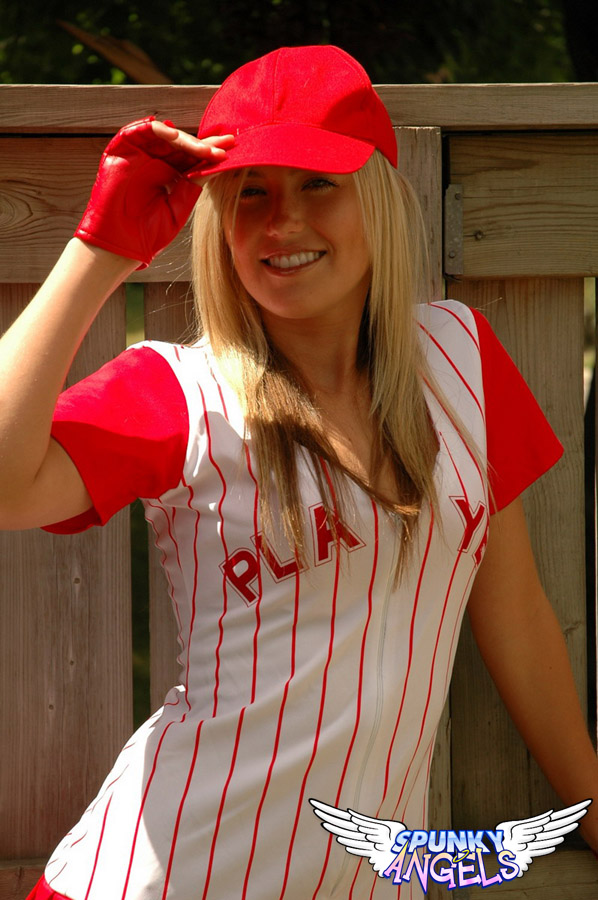 Hot blonde amateur slut Alicia flashes hot upskirt & sheds baseball uniform foto porno #427569679