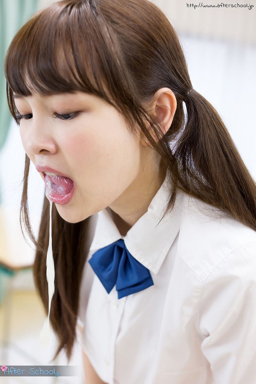 Tiny Asian schoolgirl gets cum on her tongue while sucking her teacher's cock porn photo #422848491