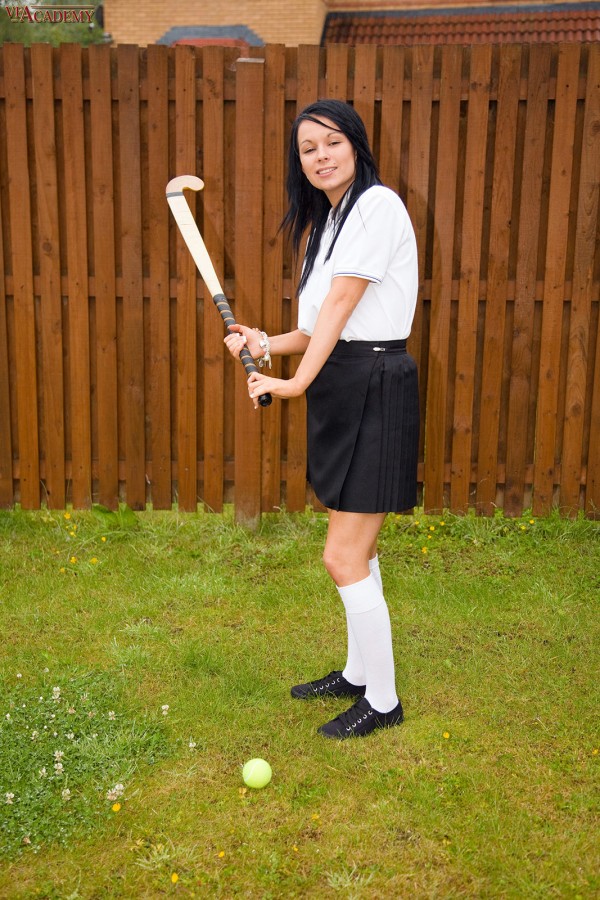 Schoolgirl Sky gets naked in knee socks after playing field hockey 色情照片 #426800322