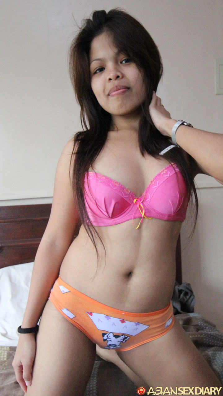 Tiny Filipina girl Honeybabes removes cute panties before sex with a Farang porn photo #423191923