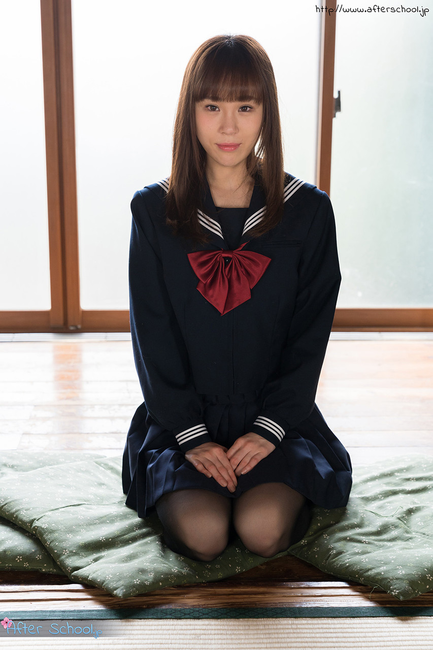 Japanese student releases her slim body from her school outfit on a cushion porn photo #423925049