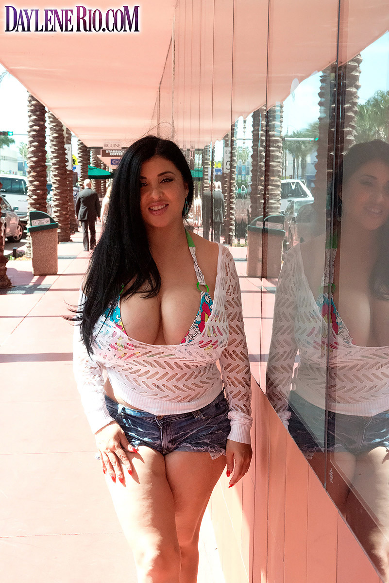 Latina female Daylene Rio releases her massive tits from bikini top foto porno #425560356
