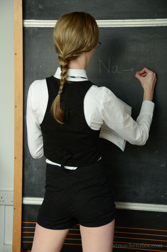 Schoolgirl Melissa Thompson stands at the chalkboard after stripping naked foto porno #424466287