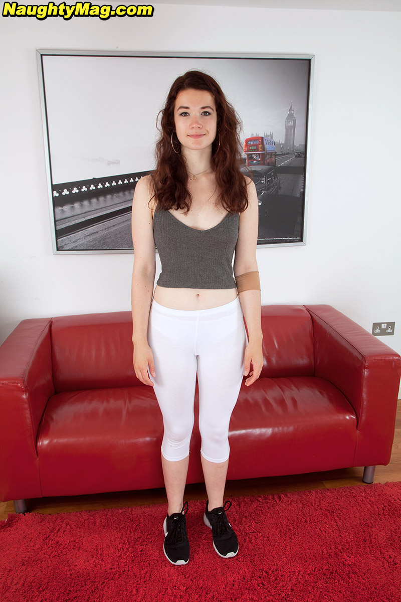 Pretty Teen Flora Slips Her Yoga Pant Down To Flash Her Hairy Muff