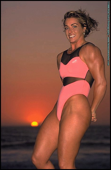 Bodybuilder Kelly Oreilly models swimwear when not pumping iron on a beach ポルノ写真 #426887140
