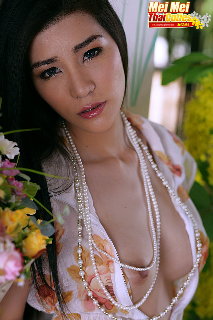Pretty Thai girl Mei Mei picks up a vibrator after removing a dress 포르노 사진 #426653863